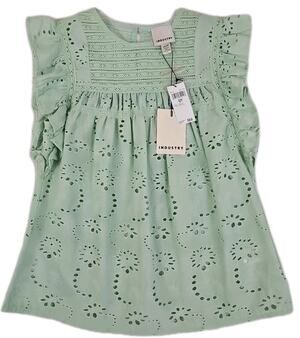 INDUSTRY ~Woman Size XS/TP~ Aqua Foam Boho Top Shirt Blouse Cotton Crochet NWT.